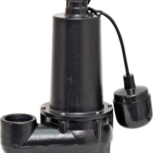 Superior Pump 93501 Sewage Pump, 1-Phase, 7.6 A, 120 V, 0.5 hp, 2 in Outlet, 25 ft Max Head, 80 gpm, Iron