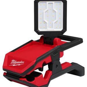 Milwaukee M18 ROVER 2358-20 Clamping Flood Light, 18 V, LED Lamp, Natural, 2000, 1000, 500 Lumens, Plastic Fixture