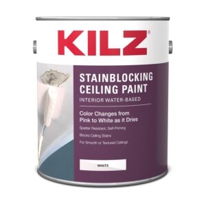 Kilz 68041 Ceiling Paint, White, 1 gal, Can, Resists: Spatter, Water Base