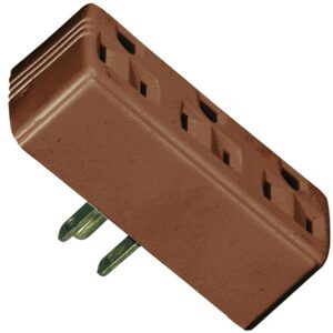 Eaton Wiring Devices BP1147B Outlet Adapter, 2-Pole, 15 A, 125 V, 3-Outlet, Brown, NEMA: NEMA 5-15R