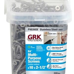 GRK Fasteners 61633 Framing and Decking Screw, #10 Thread, 2-1/2 in L, W-Cut Thread, Flat Head, Star Drive, 240 PK