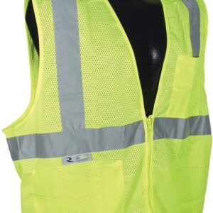 Radians SV2ZGM-L Economical Safety Vest, L, Unisex, Fits to Chest Size: 26 in, Polyester, Green/Silver, Zipper
