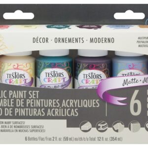 Testors 297582 Craft Paint Set, Assorted, 2 oz Bottle, Includes: Coral Cove, French Vanilla, Color Paint, 6/PK