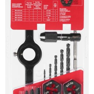 Milwaukee 49-22-5601 Tap and Die Set, 17-Piece, HCS, Black Oxide