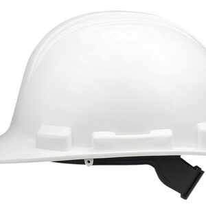 Safety Works SWX00344 Hard Hat, White, 4-Point Textile Suspension, HDPE Shell, Class: E, Slip Ratchet Adjustment Type