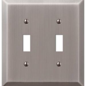 Amerelle Century 163TTAN Wallplate, 4-15/16 in L, 4-9/16 in W, 2 -Gang, Steel, Antique Nickel