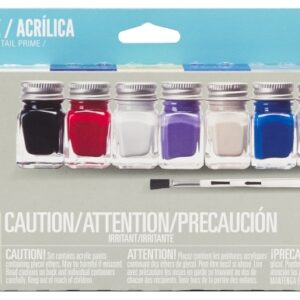 Testors 281236 Craft Paint Set, 0.25 oz, Includes: Gloss Red, Gloss Purple, Gloss Blue, Gloss Teal, Black Acrylic Paints