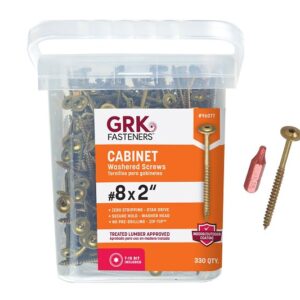 GRK Fasteners 96077 Cabinet Screw, #8 Thread, 2 in L, Washer Head, Star Drive, Steel, 330 PK
