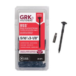 GRK Fasteners RSS Series 95312 Structural Screw, 3-1/8 in L, Coarse Thread, Washer Head, Torx Drive, Steel, Zinc-Plated