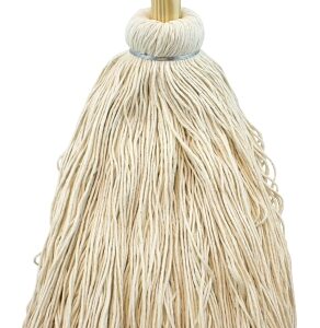 Chickasaw 00508 Wet Mop with Hanger, 24 oz Headband, 54 in L, Cotton Mop Head, White Mop Head, Metal Handle