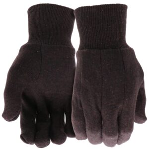 Boss B62011-L12P Work Gloves, L, Straight Thumb, Slip-On Cuff, Jersey, Brown