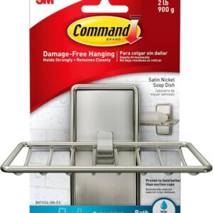 Command BATH34-SN-ES Bath Soap Dish, Wall Mounting, Metal/Plastic