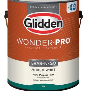 Glidden Wonder-Pro GLWP30AW/01 Interior/Exterior Paint, Flat Sheen, Antique White, 1 gal, 400 sq-ft/gal Coverage Area
