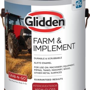 Glidden GLFIIE GLFIIE50RE-01 Farm and Implement Paint, High-Gloss Sheen, Safety Red, 1 gal, Can