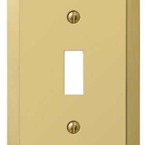 Amerelle 163TBR Wallplate, Traditional, 4-15/16 in L, 2-7/8 in W, 1-Gang, Polished Brass, Steel