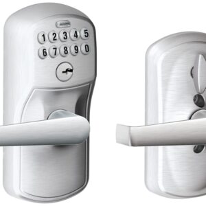 Schlage FE595CSV PLY/ELAN Keypad Lock with Flex-Lock, Straight Design, Satin Chrome, Residential, 2 Grade, Metal