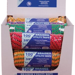 T.W. Evans Cordage 99022 Utility Rope Display, 3/8 in Dia, 100 ft L, Polypropylene