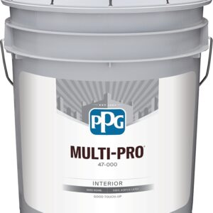 PPG 47-104/05 Interior Paint, Flat Sheen, Shell White, 5 gal, 400 sq-ft Coverage Area