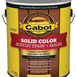 Cabot 1800 Series 140.0001880.007 Solid Color Decking Stain, Low-Lustre, Redwood, Liquid, 1 gal, Can