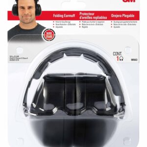 3M 7100117617 Folding Ear Muffs, 25 dB NRR, Black, Plastic