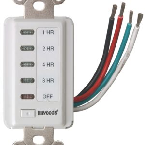 Woods 59013 Countdown Timer, 15 A, 120 V, White, 1800 W, 2, 4, 8, 12 hr Off Time Setting
