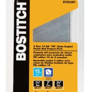 Bostitch BTFN15PP Finish Nail, 15 ga Gauge, Steel, Coated, Round Head, Smooth Shank