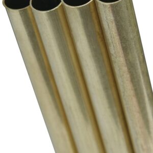 K & S 8133 Decorative Metal Tube, Round, 12 in L, 5/16 in Dia, 0.014 in Wall, Brass
