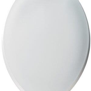 Bemis 170-000 Toilet Seat, 18-7/16 in L, 13-15/16 in W, 1-9/16 in H, Elongated, Plastic, White, Top-Tite Hinge