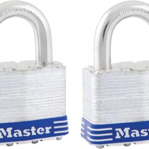 Master Lock 5T Padlock, Keyed Alike Key, 3/8 in Dia Shackle, 1 in H Shackle, Boron Alloy Shackle, Steel Body, Laminated