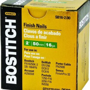 Bostitch SB16-200 Finish Nail, 2 in L, 16 Gauge, Steel, Coated, Smooth Shank