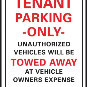 Hy-Ko 701 Parking Sign, 15 x 19 in Dimensions, Rectangular, Black/Red Legend, White Background, Plastic, 1/PK