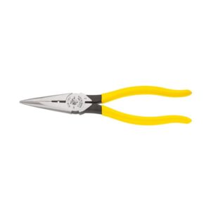 Klein Tools D203-8N Nose Plier, Knurled Jaw, 8-7/16 in OAL, 1-1/4 in Jaw Opening, Yellow Handle