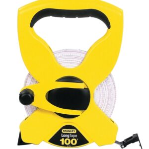 STANLEY 34-790 Measuring Tape, 100 ft L Blade, 1/2 in W Blade, Fiberglass Blade, ABS Case, Black/Yellow Case