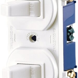 Eaton Wiring Devices 275W-BOX Series Combination Toggle Switch, White, 15 A, 120/277 V, Screw Terminal, 1-Poles