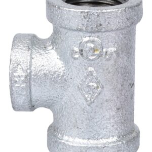 ProSource PPG130R-15X10 Pipe Tee, 1/2 x 1/2 x 3/8 in, FIPT, Malleable Steel, SCH 40 Schedule, 300 psi Pressure