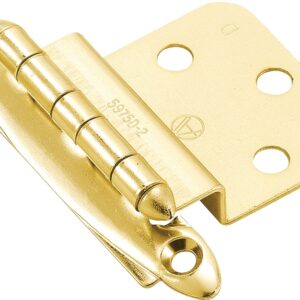 Amerock BPR34173 Cabinet Hinge, 3/8 in Inset, Polished Brass, 2-3/4 in L x 2 in W
