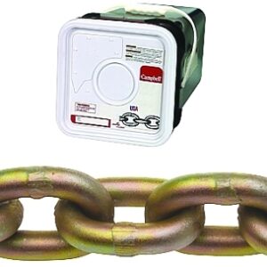 Campbell 0510526 Transport Chain, 5/16 in, 50 ft L, 4700 lb Working Load, 70 Grade, Carbon Steel, Chrome Yellow/Zinc
