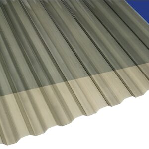Suntuf 101930 Corrugated Panel, 10 ft L, 26 in W, Greca 76 Profile, 0.032 Thick Material, PVC, Gray