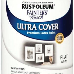 Rust-Oleum 1990502 Enamel Paint, Water, Flat, White, 1 qt, Can, 120 sq-ft Coverage Area