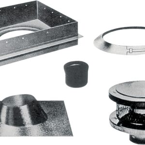 AmeriVent 6HS-RKS Chimney Kit, Stainless Steel, Includes: (1) Ceiling Support, (1) Flat to 6/12 Pitch Flashing