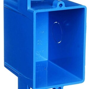 Carlon A58381D-CAR Outlet Box, 1-Gang, 3-Knockout, 1/2 in Knockout, PVC, Blue, Bracket Mounting