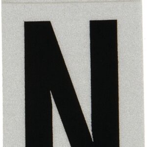 Hy-Ko RV-15/N Reflective Letter, Character: N, 1 in H Character, Black Character, Silver Background, Vinyl