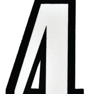 Hy-Ko PS-20/4 Reflective Sign, Character: 4, 3-1/4 in H Character, Black/White Character, Vinyl