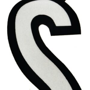 Hy-Ko PS-20/S Reflective Letter, Character: S, 3-1/4 in H Character, Black/White Character, Vinyl
