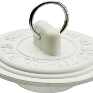 Plumb Pak Duo Fit Series PP22003 Drain Stopper, 1 to 1.37 in Dia Dimensions, Rubber, White, For: 1 to 1-3/8 in Sink