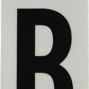 Hy-Ko RV-15/B Reflective Letter, Character: B, 1 in H Character, Black Character, Silver Background, Vinyl