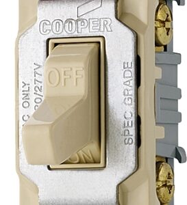 Eaton Wiring Devices CS120V Toggle Switch, 20 A, 120/277 V, Lead Wire Terminal, Nylon Housing Material, Ivory