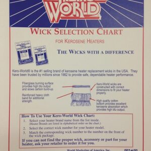 Kero World WC-2 Kerosene Heater Wick Chart