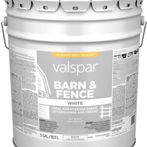 Valspar 018.3145-75.008 Barn and Fence Paint, White, 5 gal Pail