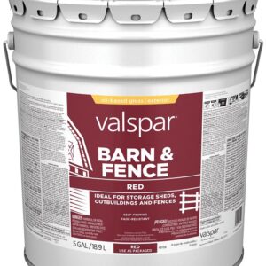 Valspar 2125-11 Oil Barn and Fence Paint, Gloss, Red, Liquid, 5 gal Pail
